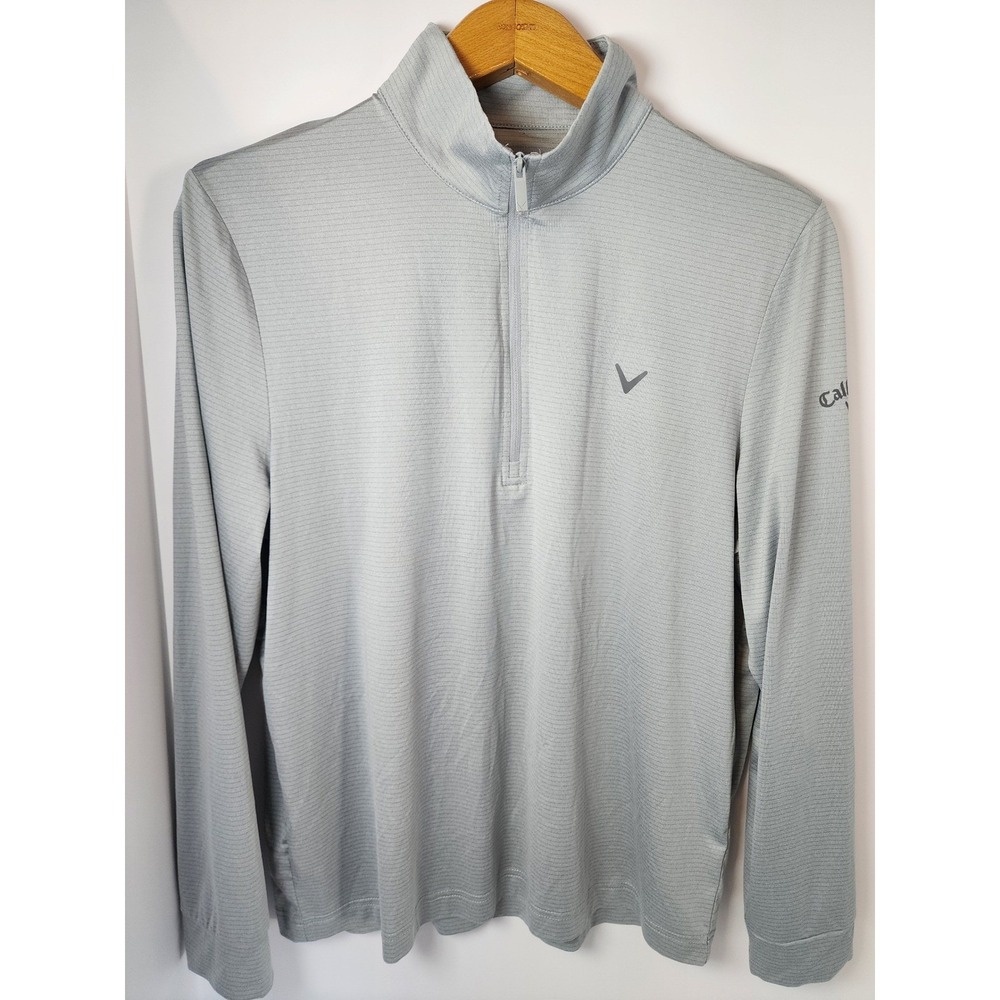 Callaway Opti-Dri Mens Small Gray Quarter Zip Golf Pullover Long Sleeve Shirt